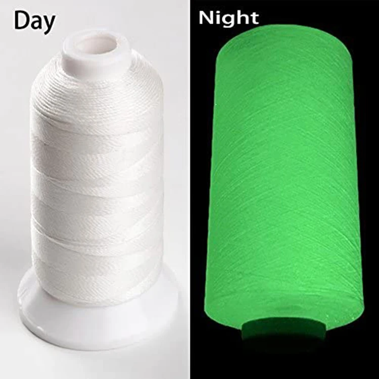 Светящаяся швейная нить 3000 ярдов, светящаяся в темноте разноцветная нить для домашнего текстиля, 100% полиэфирная нитка для вышивания