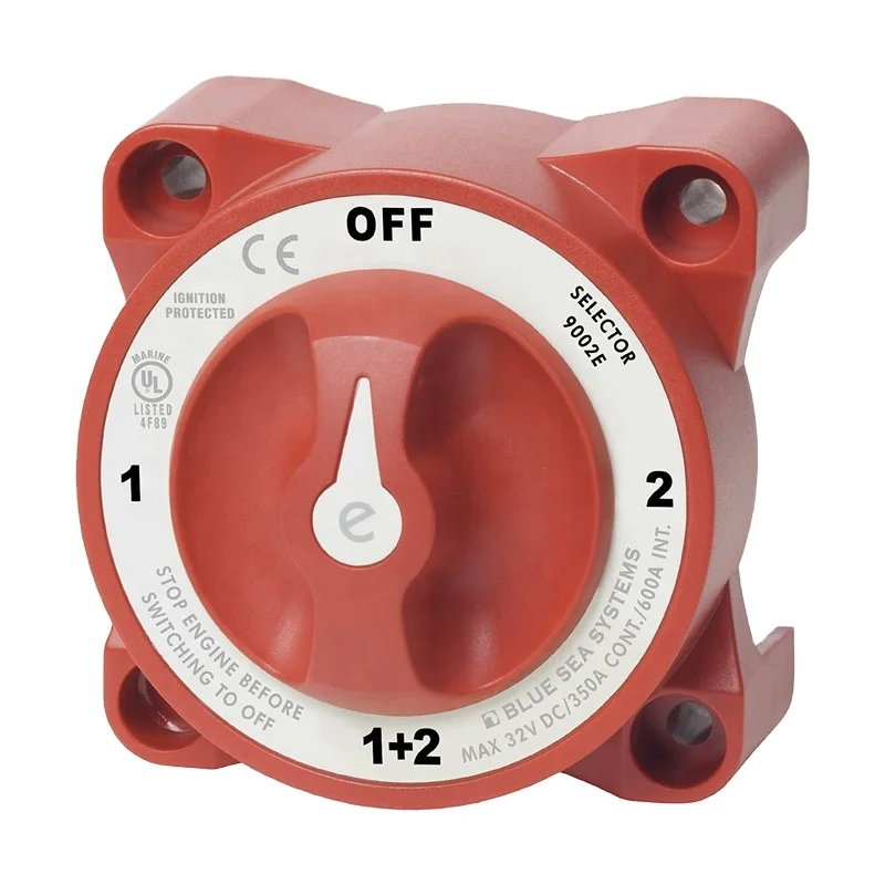 OSWELL  Amp 9001E Red Manual Selector Battery Isolation Switch IP66 3 Position AFD Single Dual 12V Battery for Boat