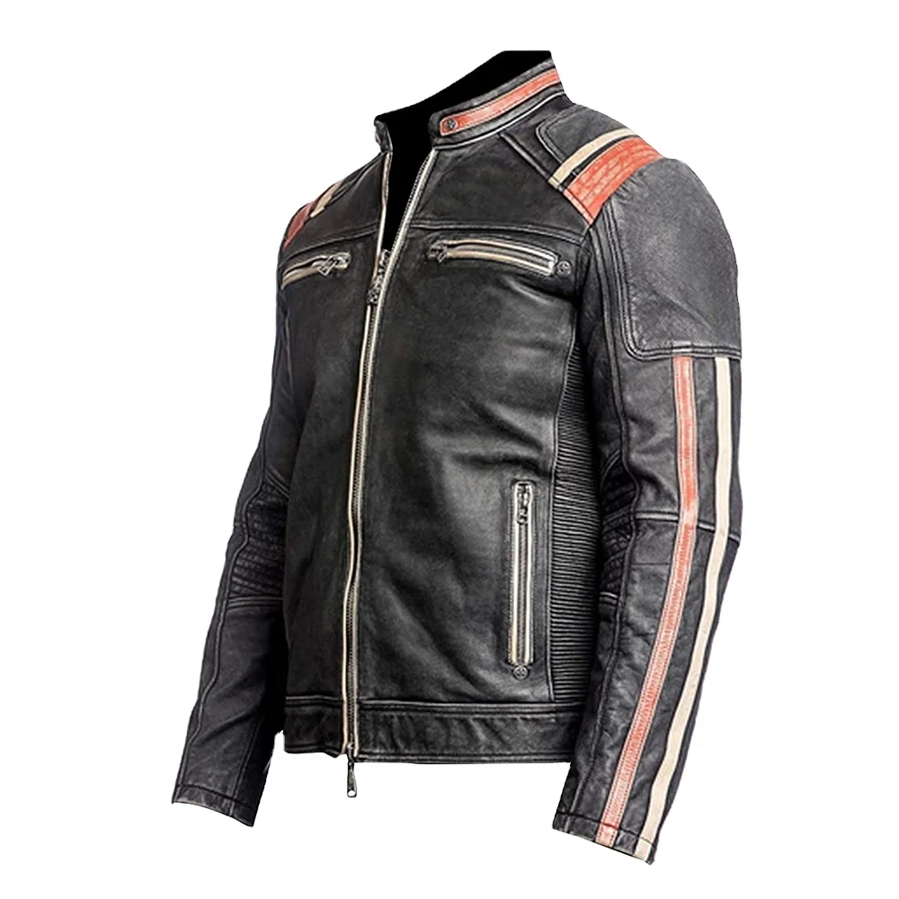 Custom Made Men Red Leather Jackets Motorcycle Biking Cafe Racer Vintage Motorcycle Biker