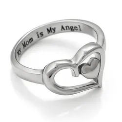 2022 Trend Love Heart Lettering My Mom Is My Angel Gift Rings For Women Cute Jewelry Bijouterie Female Wedding Accessories