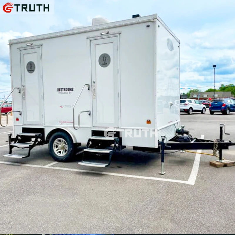 Moveable Composting Toilet and Shower Portable Restroom Bathroom Rental Portable Toilet Trailer