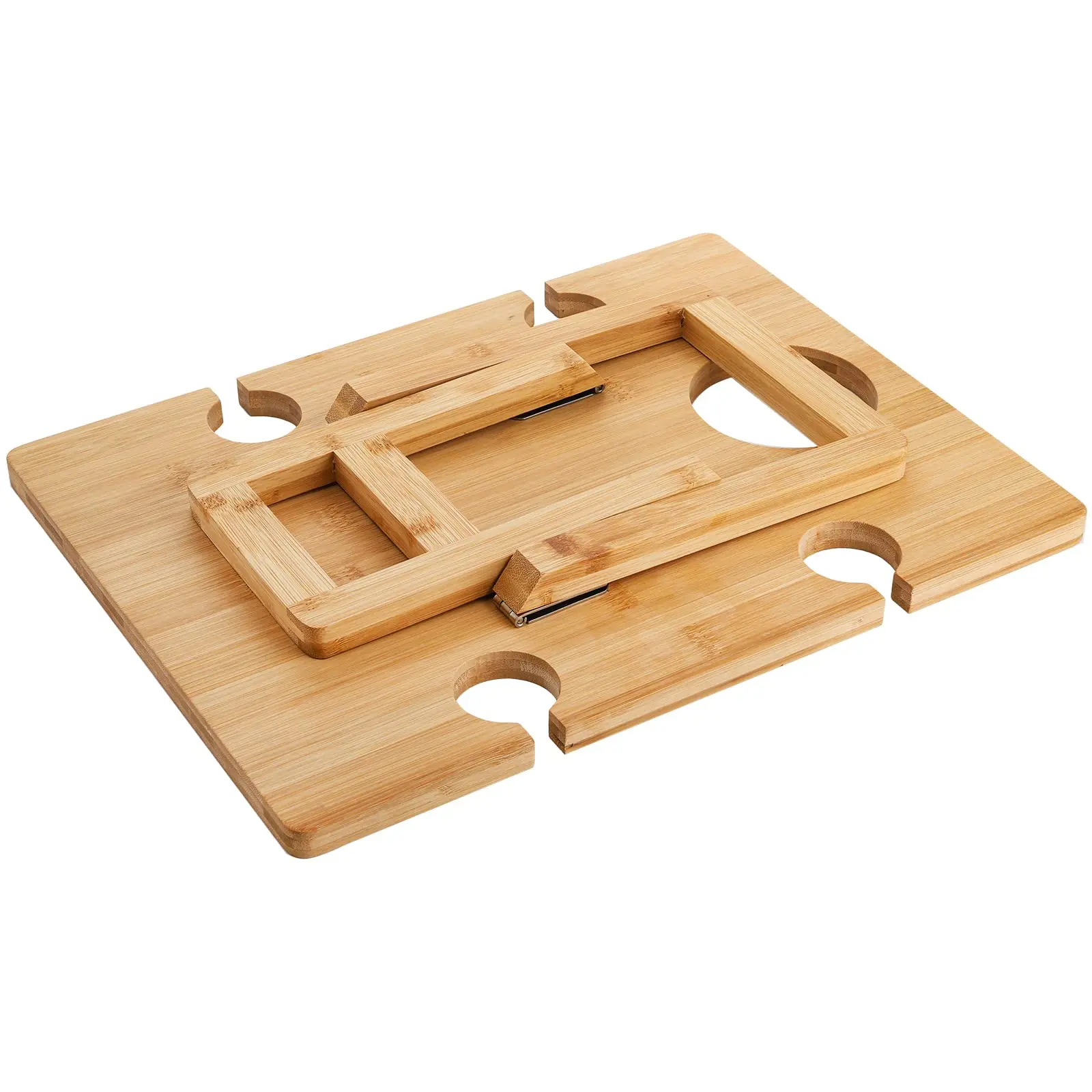 Bamboo Portable Wine Picnic Table with 5 Wine Glasses Holder Foldable Picnic Snack Table Wooden Wine and Snack Table for Picnic