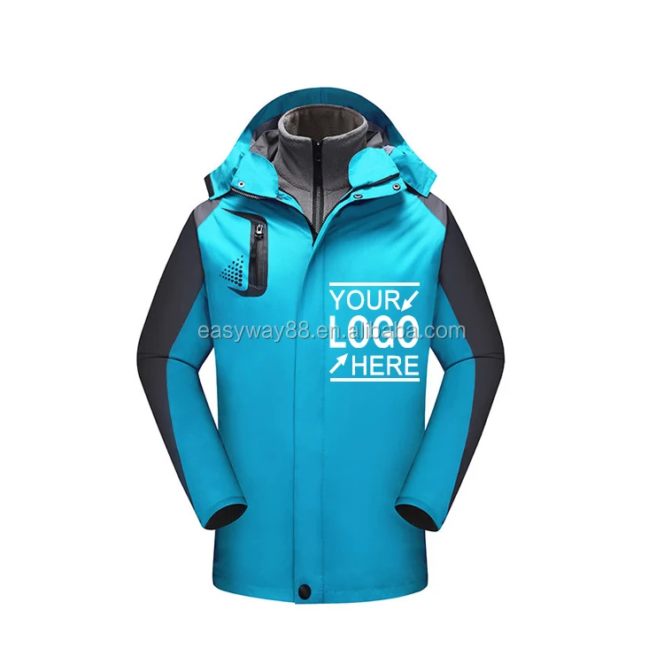 2020 green Mens winter jacket/ waterproof polyester windbreaker interchange jacket in Stock