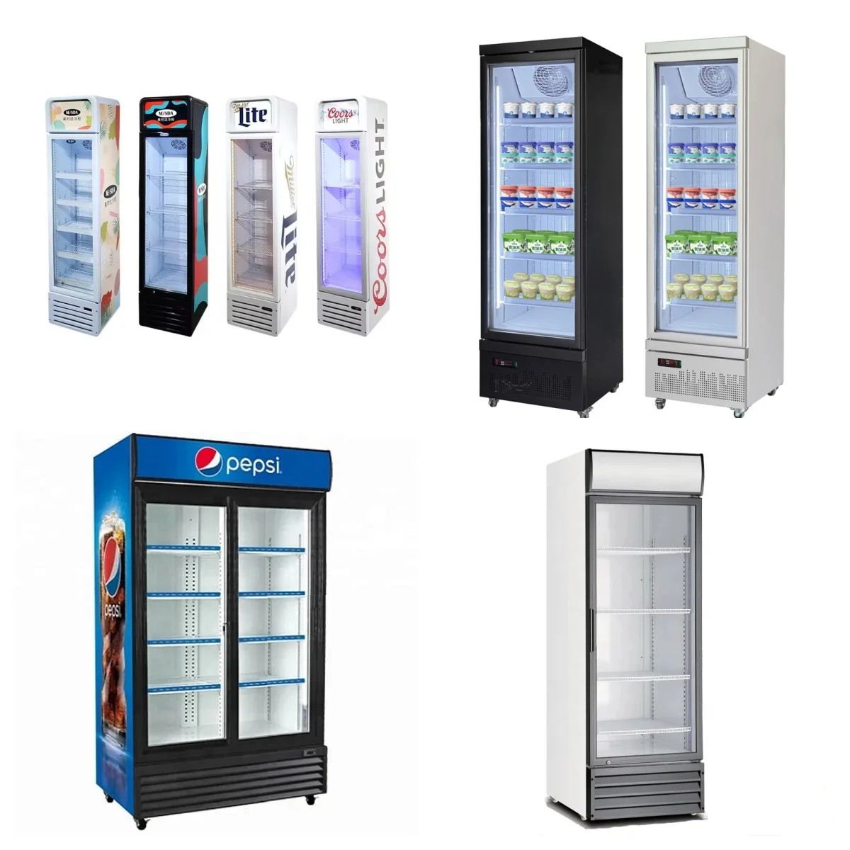 good quality pepsi Commercial beverage upright glass display showcase freezer cooler freezing refrigerator chiller