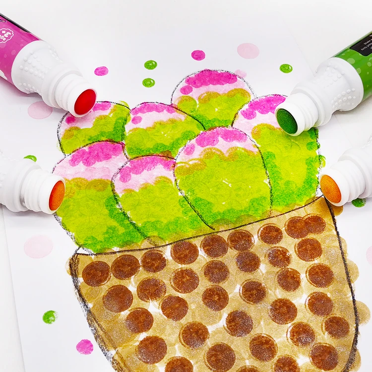 Non Toxic 12 Colors Washable Ink Kids Dot Markers Painting Color Pens Bingo Daubers Graffiti Pen