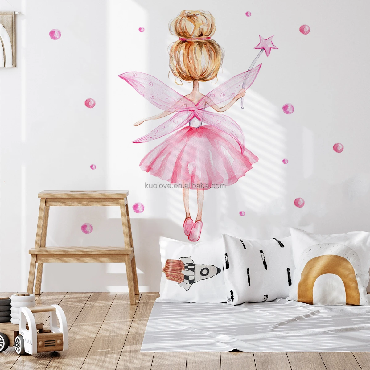 Butterfly wings elegant girl Princess Wall stickers Living room children bedroom decorative wallpaper self-adhesive stickers