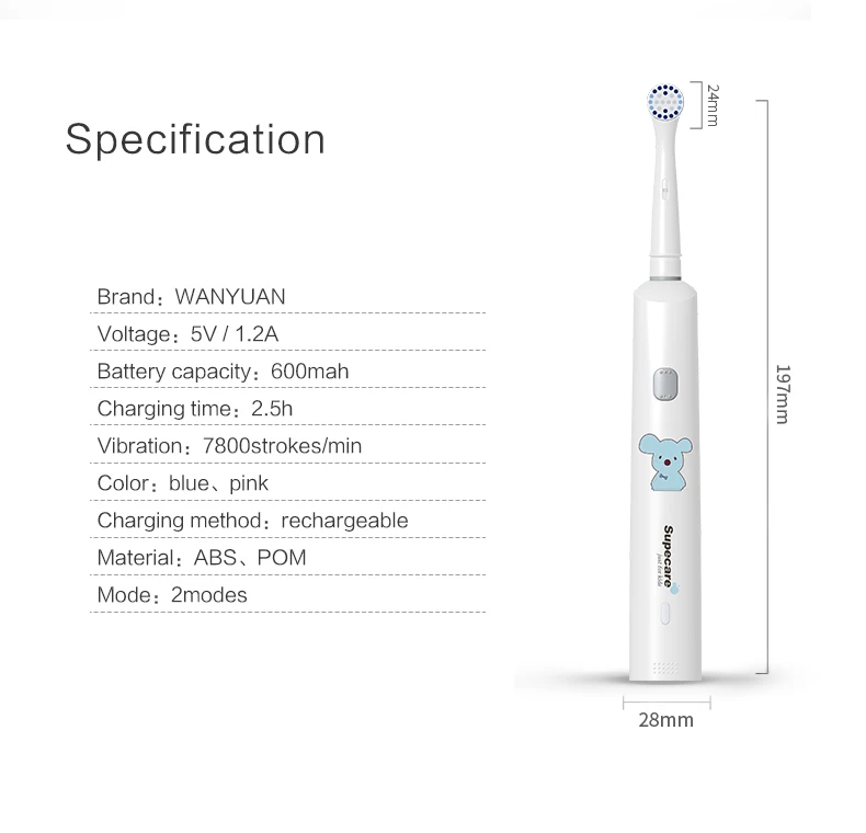 Kids Electric Toothbrushes Small 360 Sonic Electric Toothbrush for Children