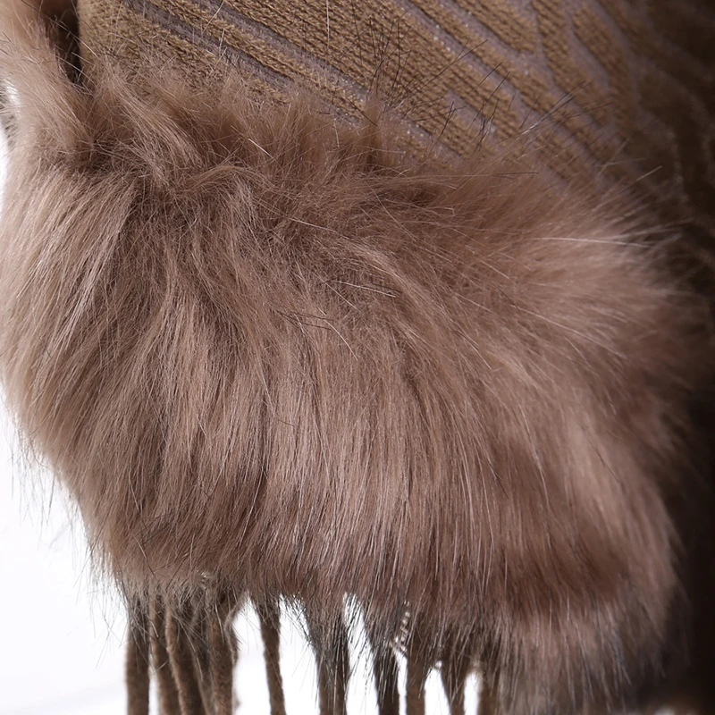 Jtfur Women Winter Elegant Casual Wrap Cardigan Women Faux Fur Poncho Coat Ladies Fur Shawl