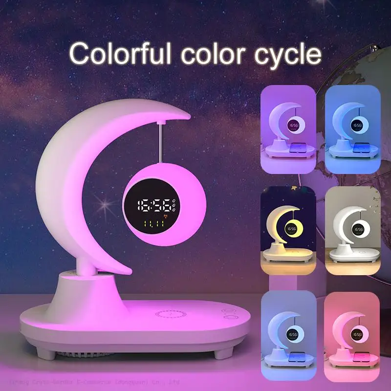 Luxury Multifunction Best Gift  Night Light Alarm Clock Wireless Speaker 15W Fast Charging Mobile Phone Charger For iPhone 15