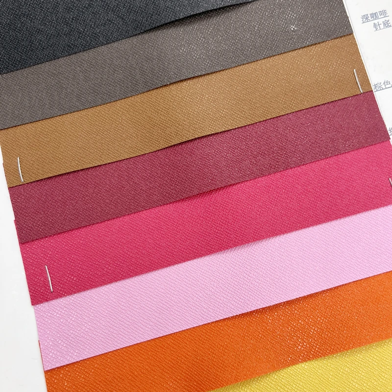 Good quality cheap price saffiano embossed leather 0.5mm pvc leatherette synthetic leather for craft case bag