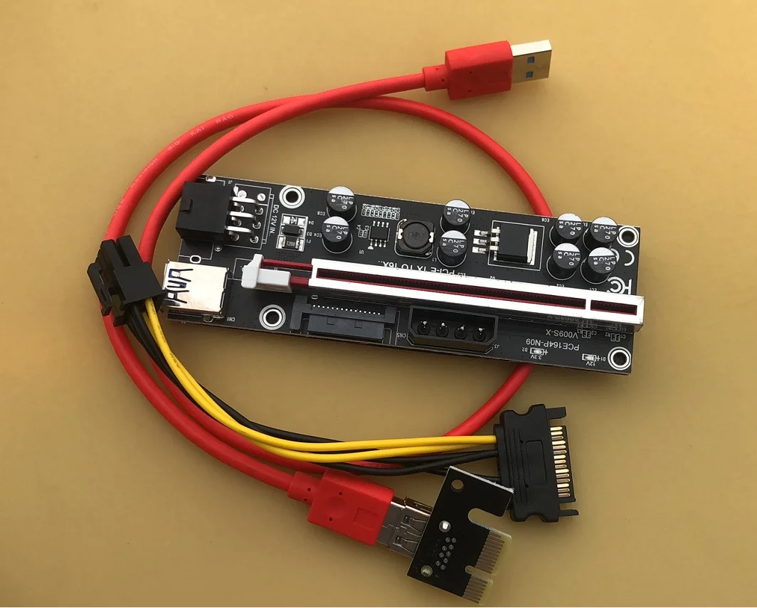 Panto 2021 latest Ver 009S plus PCI-E 1X TO 16X  8 capacitor Riser Adapter Card 60cm USB 3.0 Cable