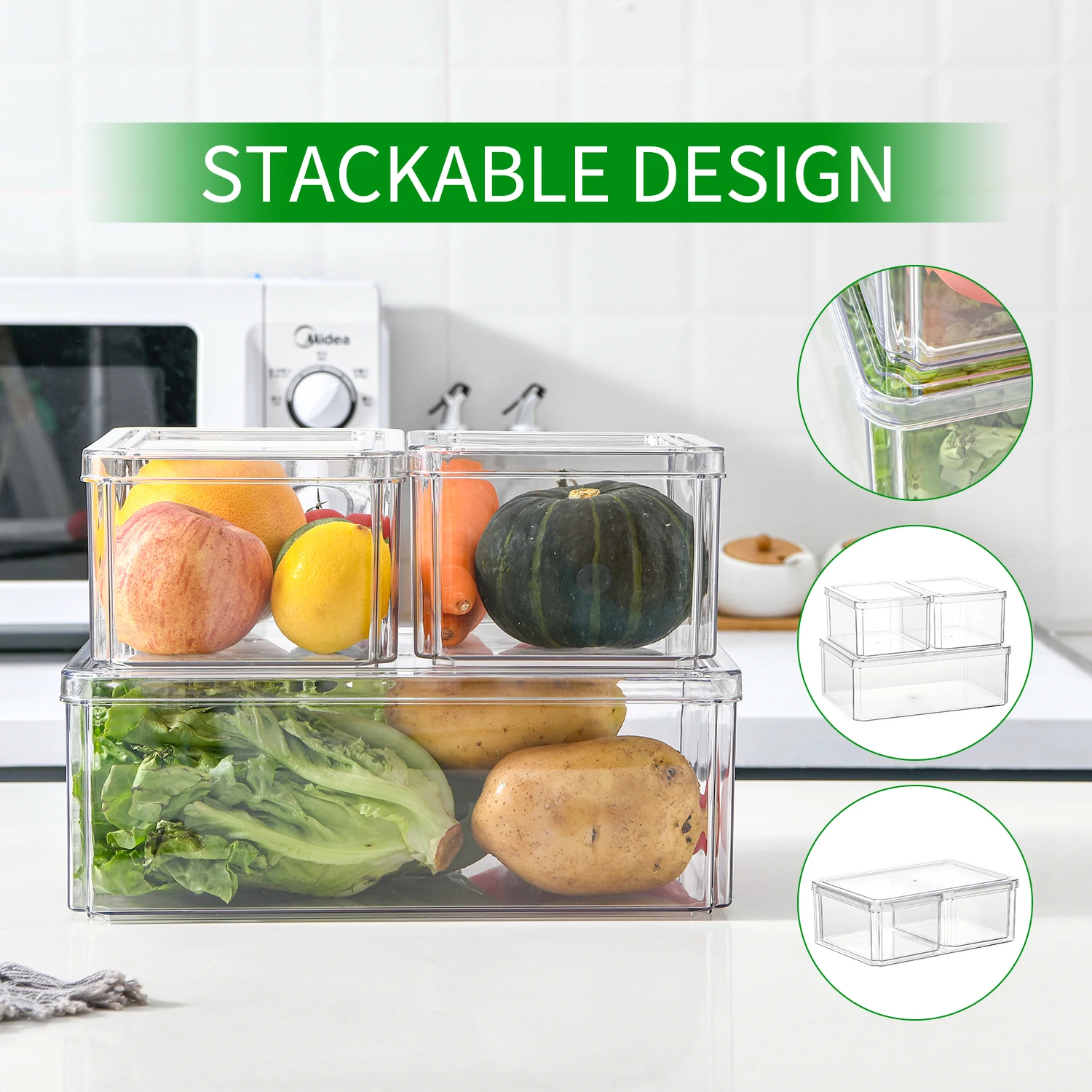 Organizer Set Refrigerator-Safe Containers with Snack Boxes for Optimal Kitchen Organization Bin Fridge Containers