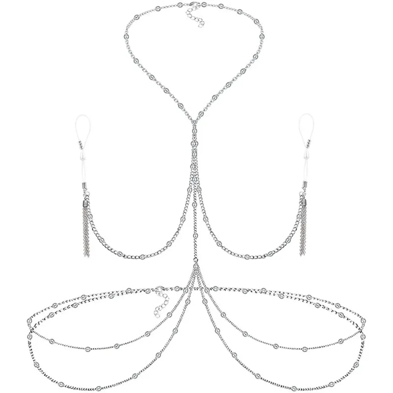 Faux Nipple Ring With Long Chain For Women Sexy Non Piercing  Body Chain Jewelry