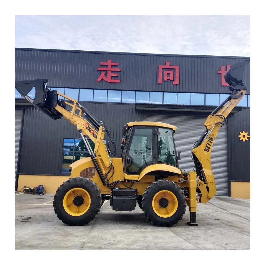 4X4 Compact Tractor with Loader and Backhoe with wheel Backhoe Loader Cabin Hydraulic Distributor Backhoe Loader