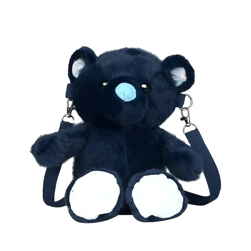 New Plush Toy Cute Bear Shoulder Bag Colorful Versatile Casual Schoolbag