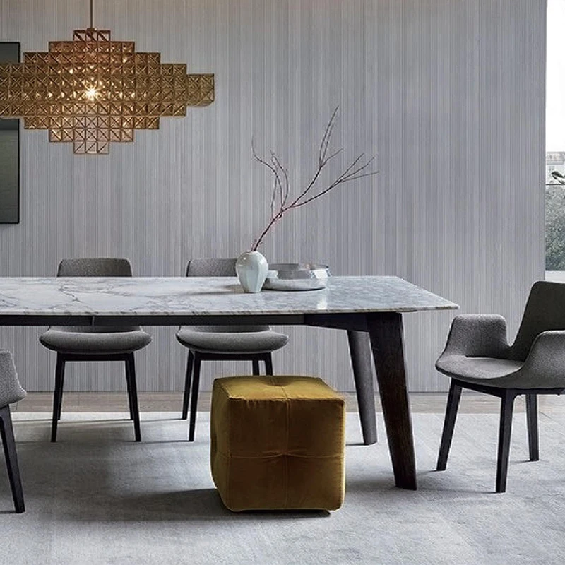 Wholesale A Grade Quality Guaranteed  20Mm Thickness Dining Table Set Modern Marble Wood Legs