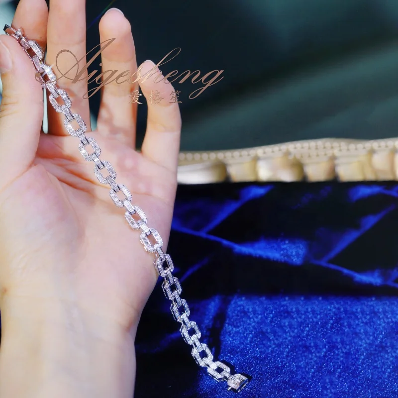 Aigesheng New Products Fine Jewelry Solid Gold Bracelet Natural Diamond 18K White Gold Real Bracelets
