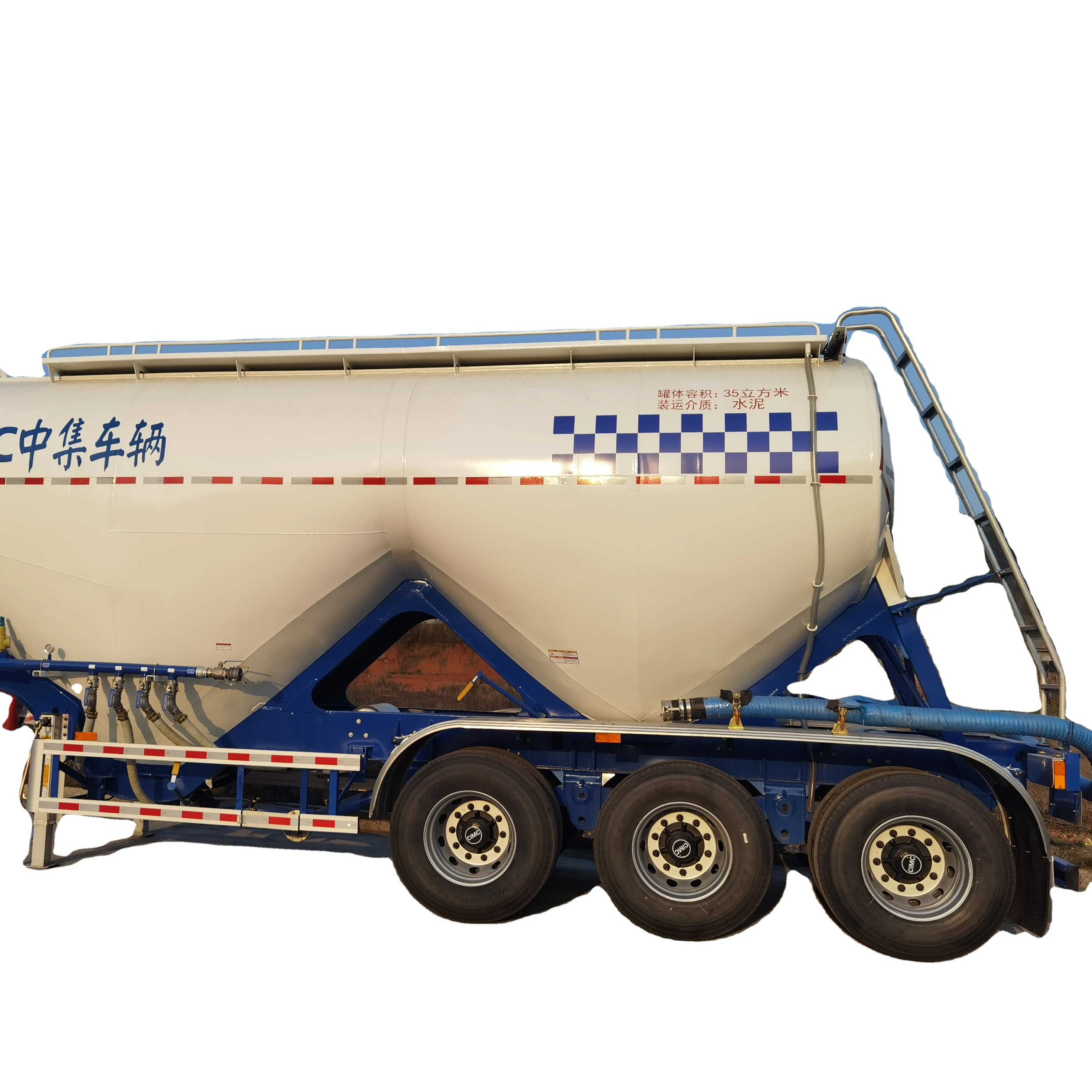 CIMC heavy duty 3 axis 50 cubic with diesel engine and air compressor spring suspension bulk cement powder tank semi trailer