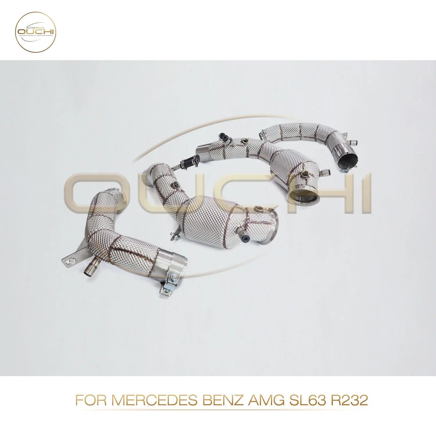 Ouchi Stainless Steel Exhaust System Downpipe For Mercedes Benz AMG SL63 R232 With Head Shield Auto Performance Tuning pipe part