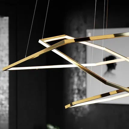 Nordic modern stainless steel light luxury lighting polygon creative chandelier dimmable lamps