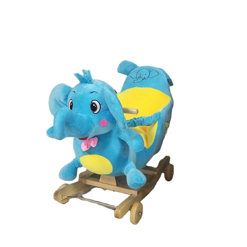 Hot sales plush baby elephant rocking chair with baby lullaby music with wheels