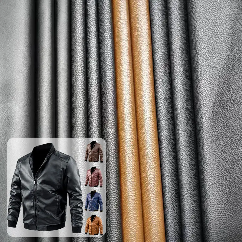 Factory Customized Fashion Eco-friendly Soft faux leather washable PVC polyester synthetic PU leather for men jackets