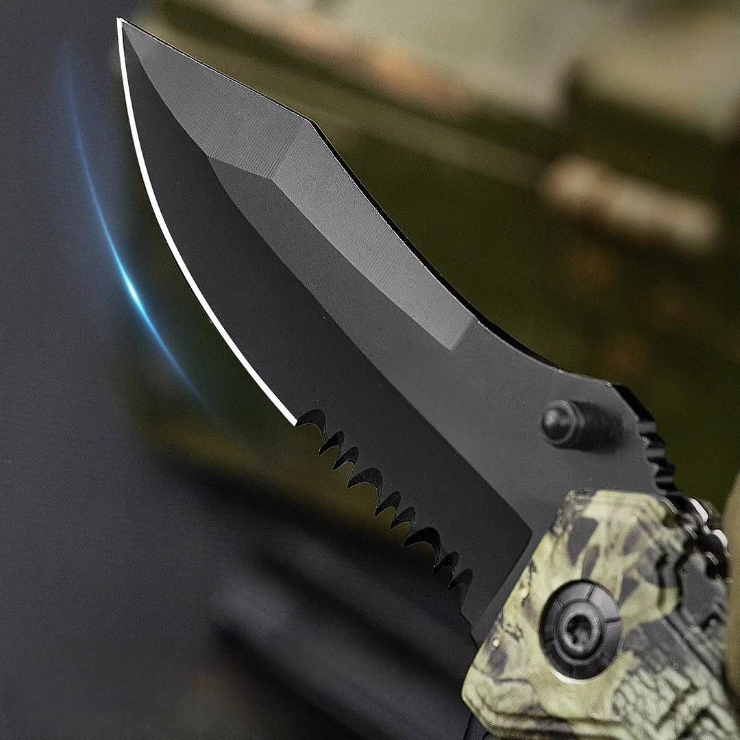 Hot Sell Oem Customized Black Stainless Steel Blade Outdoor Camping Pocket Multi-Purpose Survival Folding Knife Pocket