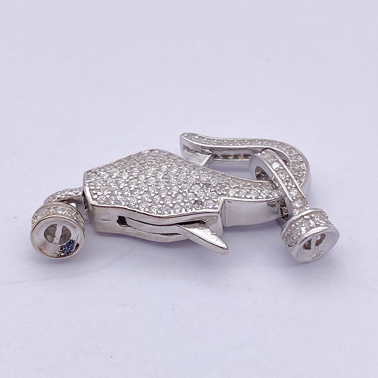 Lobster clasp with end cap inlaid zircon small hanging buckle environmental protection Platinum jewelry buckle accessories clasp