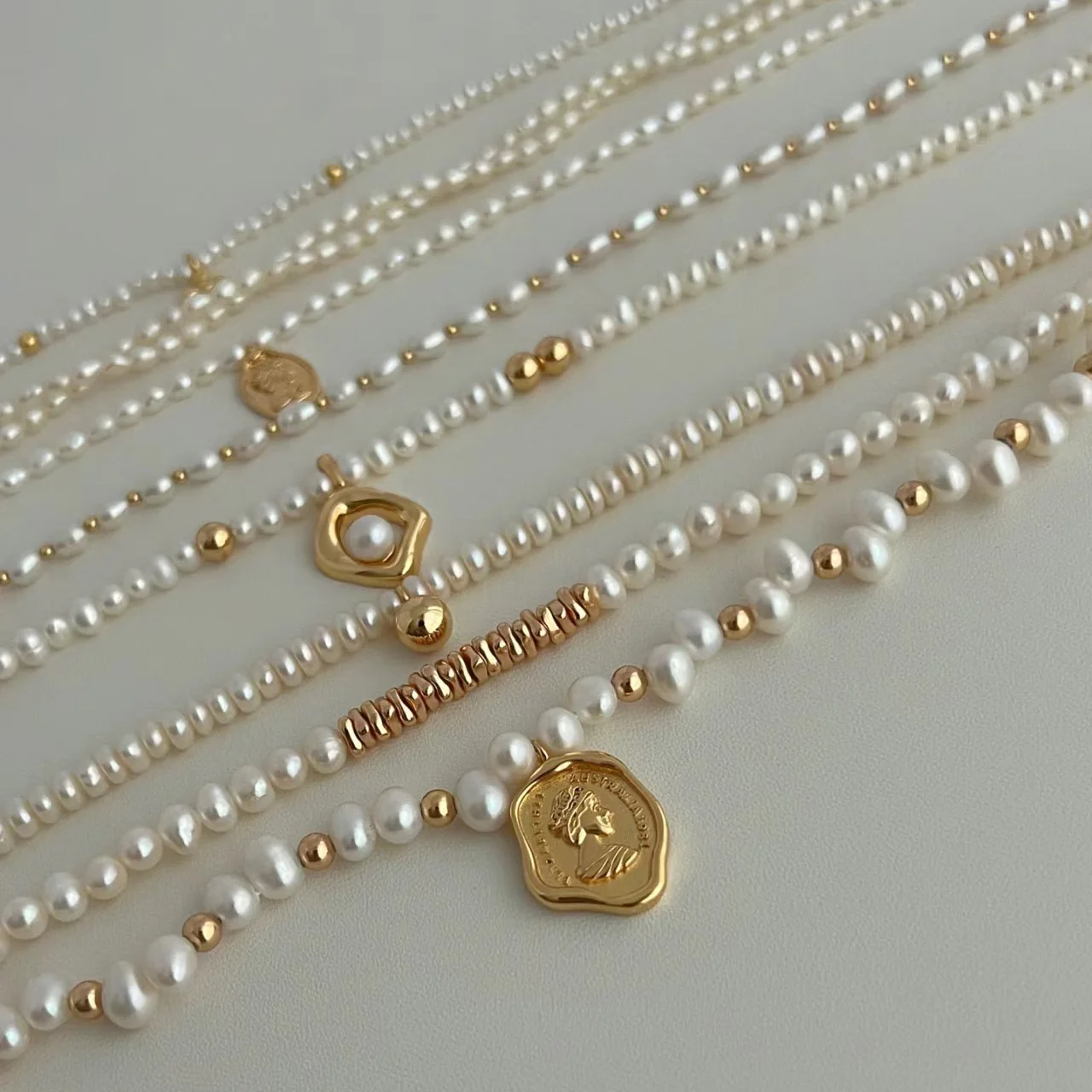 Customised freshwater pearl necklace gold plated pearl jewelry making diy necklace for women