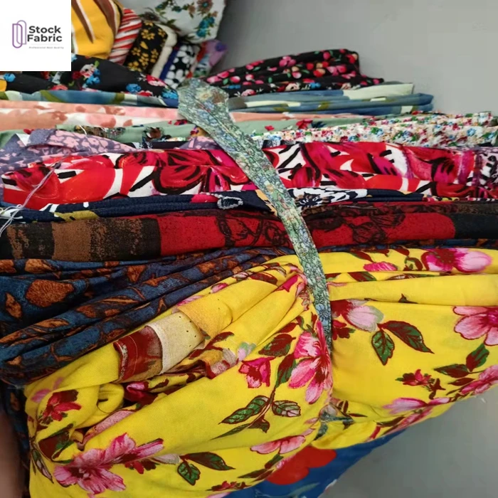 Hot selling rayon cut pieces print stock fabric in China
