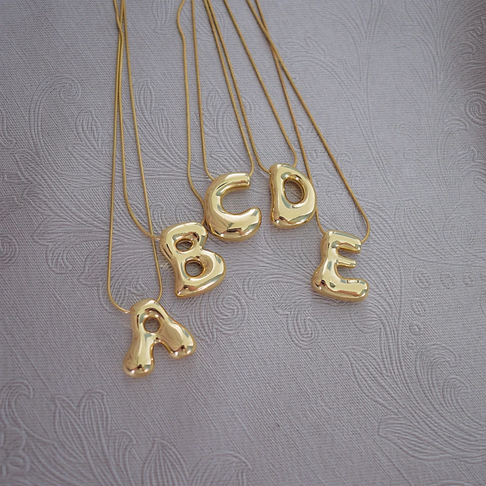 Personalized Irregular Initial Letter Necklace 18K Gold Plated Copper Letter Pendant Stainless Steel Chain Unique Women Jewelry