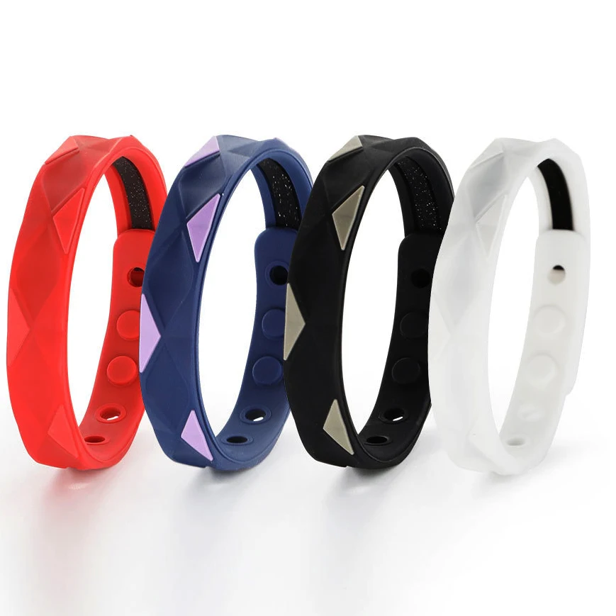 Anti-static Negative Ion Sports Energy Balance Waterproof Silicone Bracelet Press button