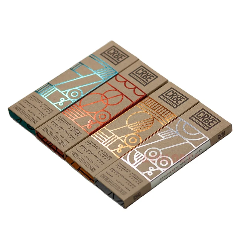 Wholesale Custom Foil Brown Kraft Paper Chocolate Bar Packaging Folding Box Mushroom Chocolate Bar Box