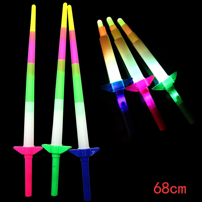 Light Up lightsaber Toys Folding Mulit color Flashing Light Sticks, Cheap Plastic Wand Toy Light Up Swords Led Flashing