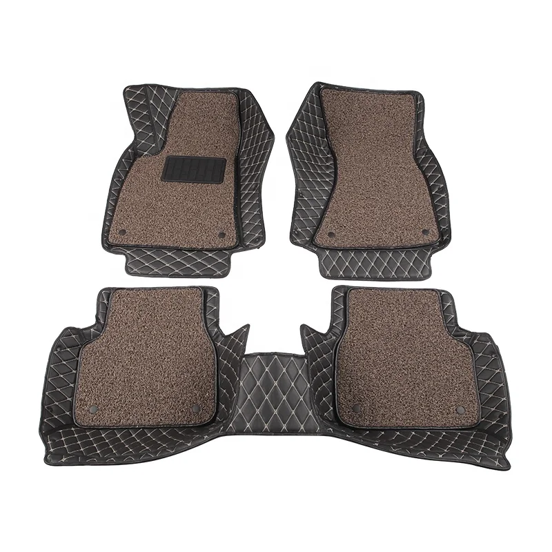 Factory direct sale customized Double-layer 7D leather car floor mats  for Hyundai Santafe Tucson Elantra