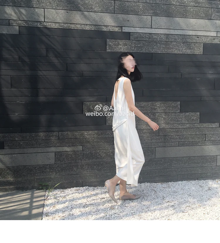 Korea clothing 2021 Ivory White v-Neck Dresses Backless Dress Sexy Summer Sleeveless Vest maxidress