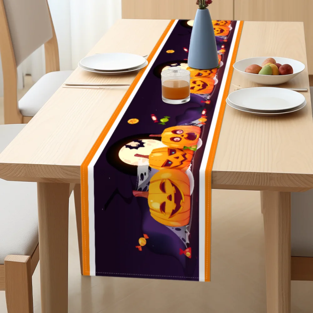Beautiful Throw Table Runner Hot Sale Digital Printed Beautiful Halloween Table Runner Long Polyester Custom Table Runners