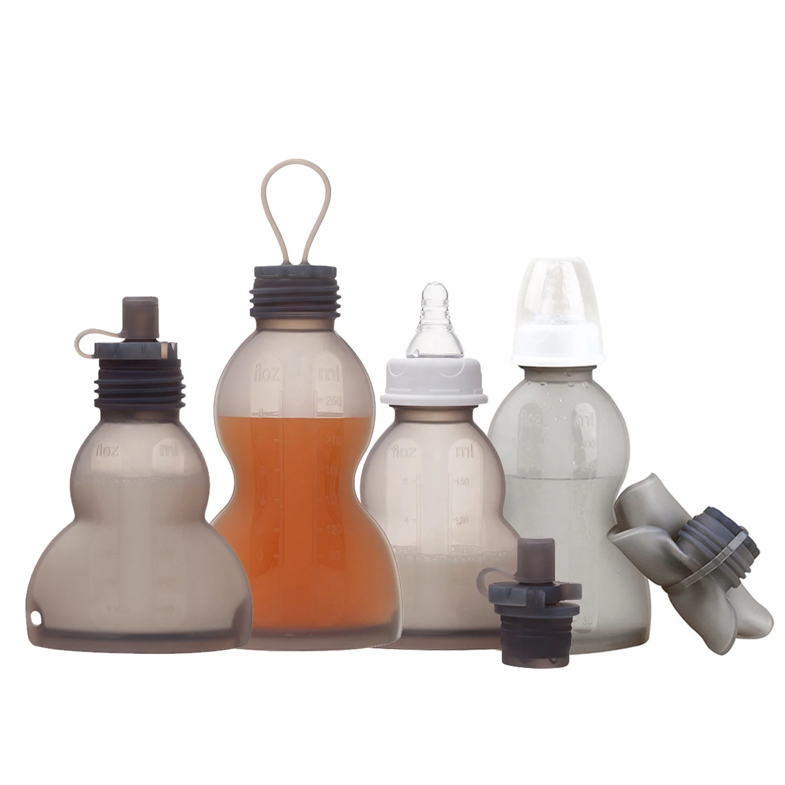 OEM Eco Friendly Reusable Vacuum Leakproof Platinum Silicone Breast Milk Storage Bags Pouch Feeding With Silicone Baby Pacifier