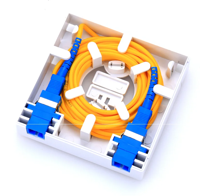 2 Ports Fiber Optic Termination Box Panel FTTH Wall Outlet with SC Adapter