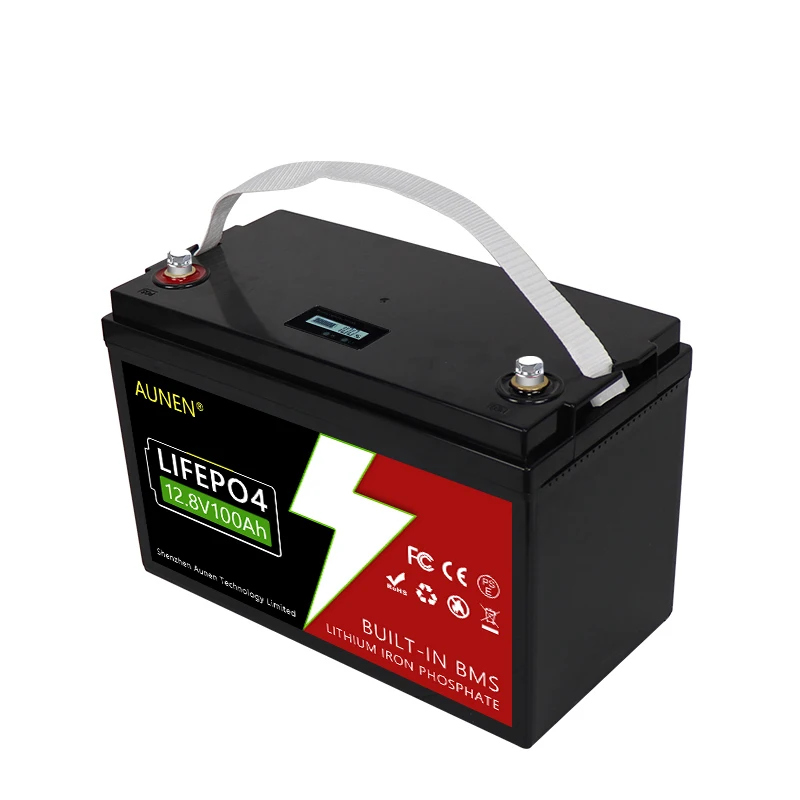 12v 100ah lithium iron phosphate battery 12V 100AH LiFePO4 Lithium iron Battery Built-in 100A BMS for RV Square cell
