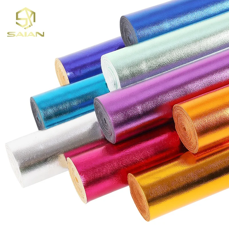 1MM Colorful Smooth Pearl Metallic High Glossy PU Synthetic Fabric Leather Rolls For Handbag Purse Bags Craft