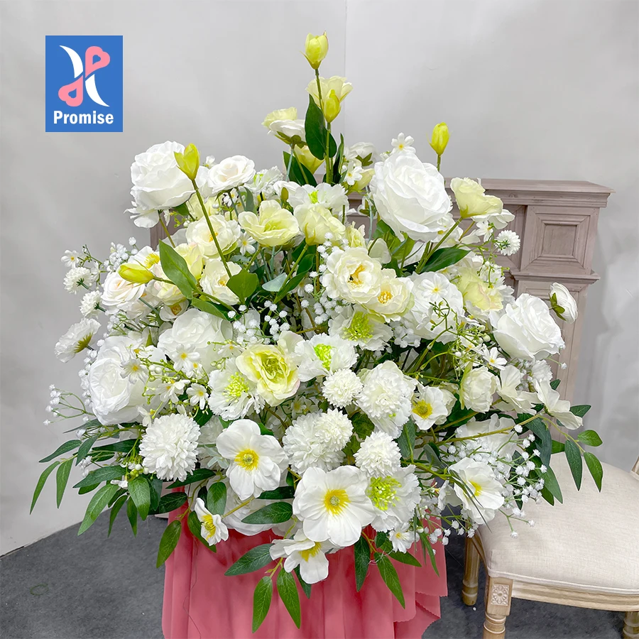Promise Artificial Flower Ball Wedding Centerpiece White Yellow Flower Ball Wedding Decoration