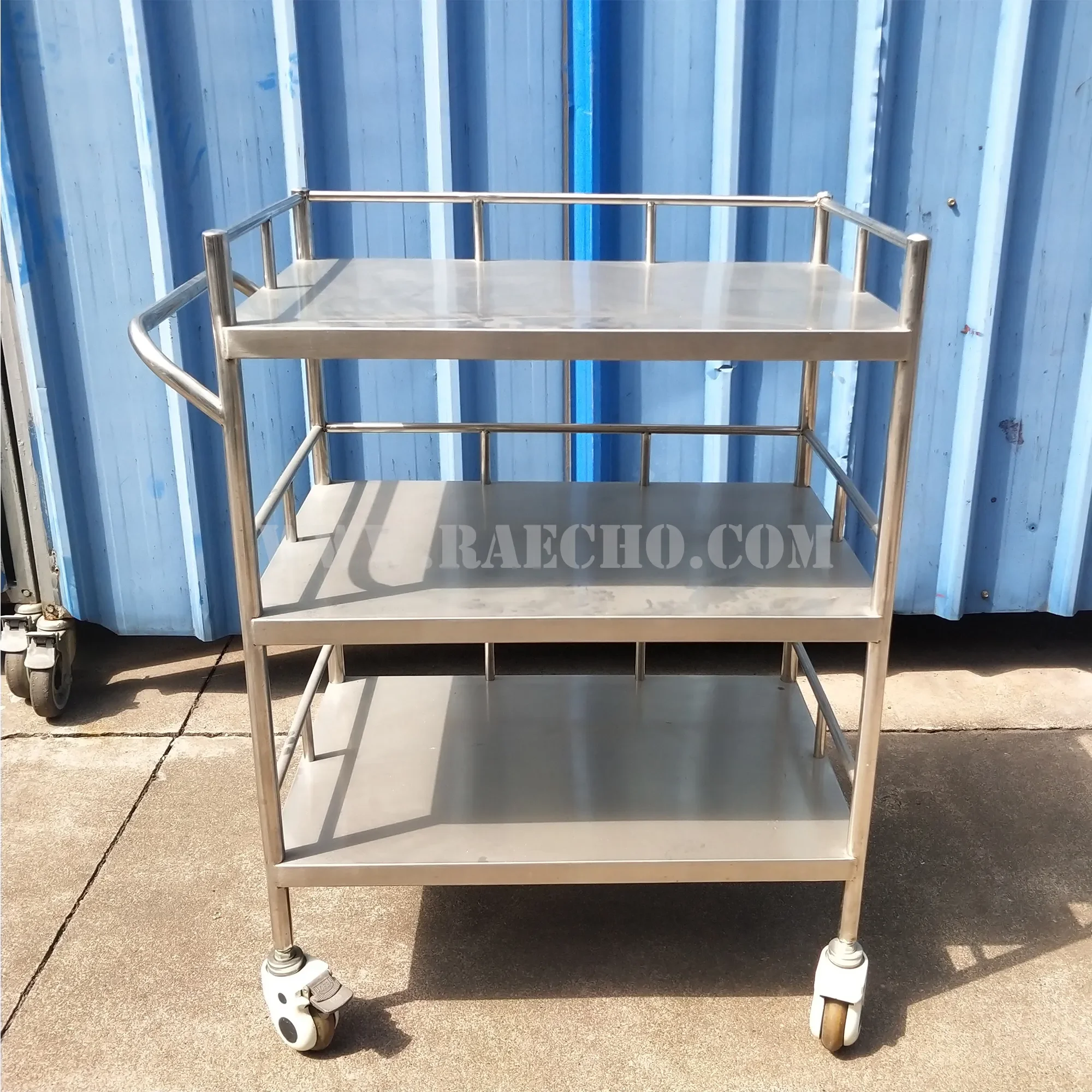Medical Cart Hospital Stainless Steel Trolley with Wheels Clean Lab Room