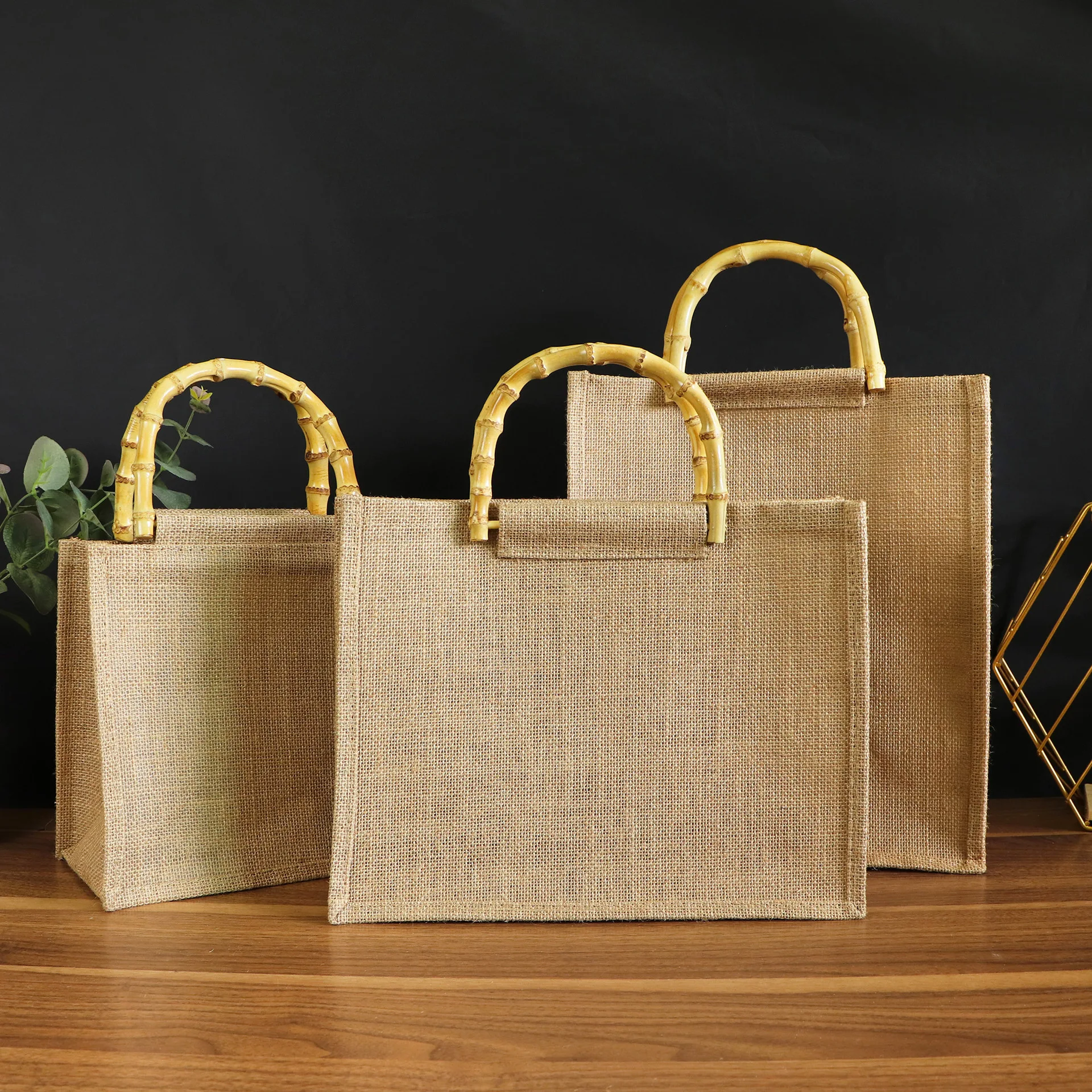 Custom Recyclable Bamboo Hemp Bags Manufacturers Jute Shopping Bag Jute Tote Bag Wholesale With Custom Printed Logo