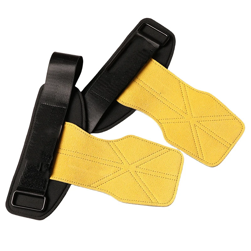 Custom Adjustable Non-Slip Protect Palm Leather Pull-ups Weight Lifting Gym Hand Grips Wrist Straps