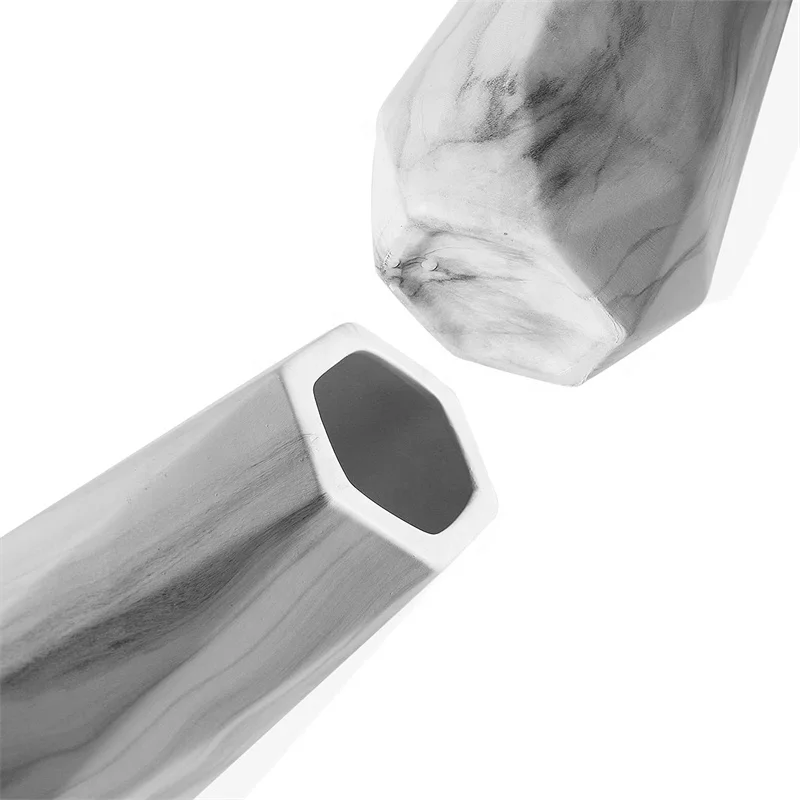 Geometric Ceramic Marble Flower Vase for Modern Home Decoration