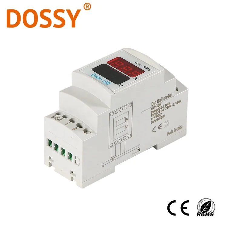  DAV-100 din rail Тип светодиодный дисплей измеритель тока и напряжения Вольтметр Амперметр A +