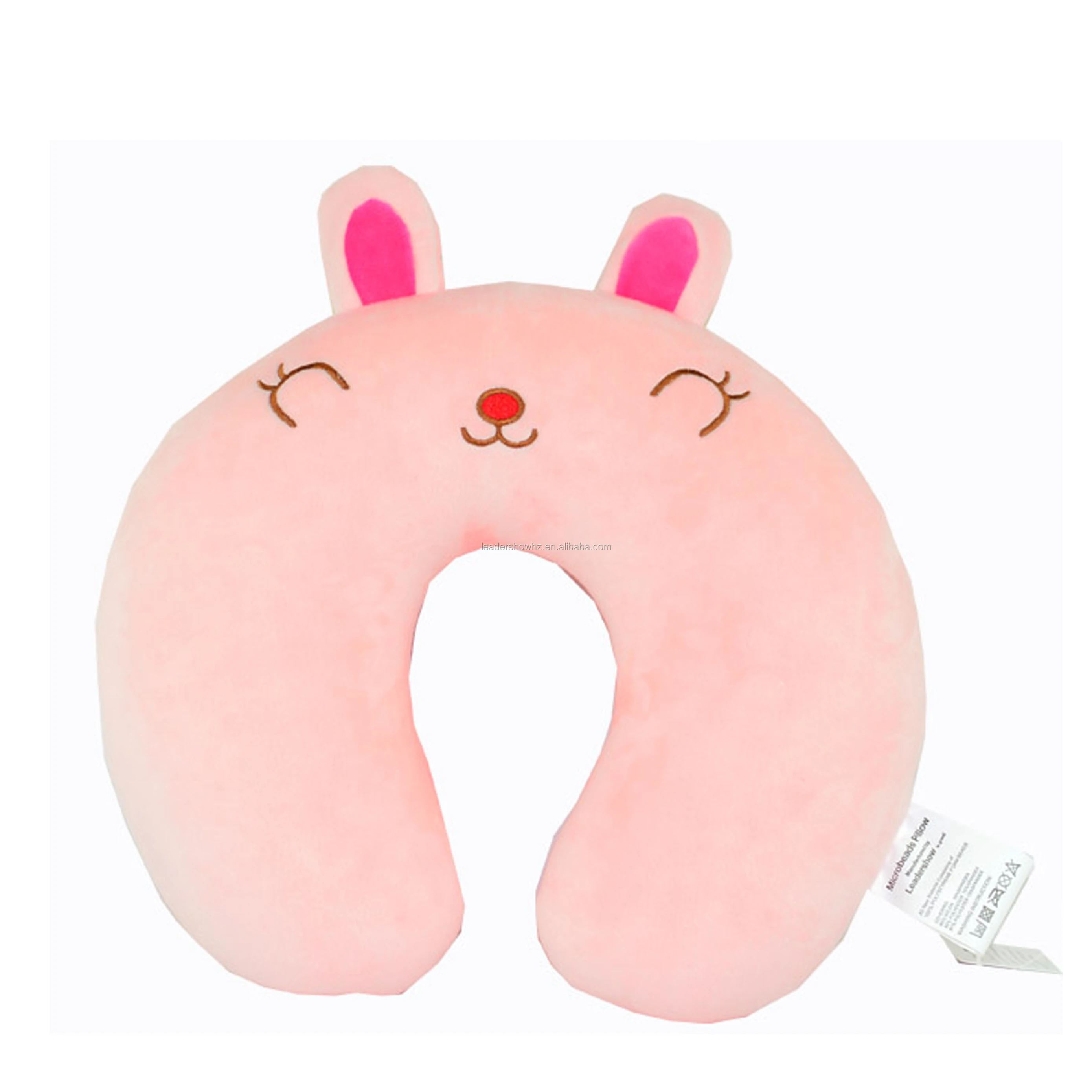 Super soft travel car printed pillow filling microbead airplane kids neck custom animal neck pillow