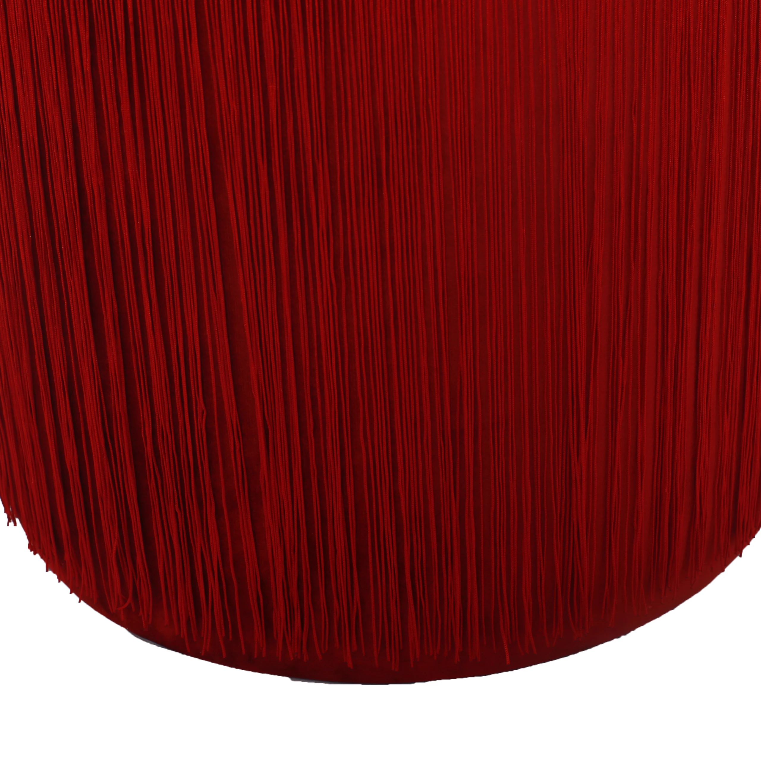 Laynsino tassel Round Ottoman stools fringe Red Velvet Fabric pouf ottoman