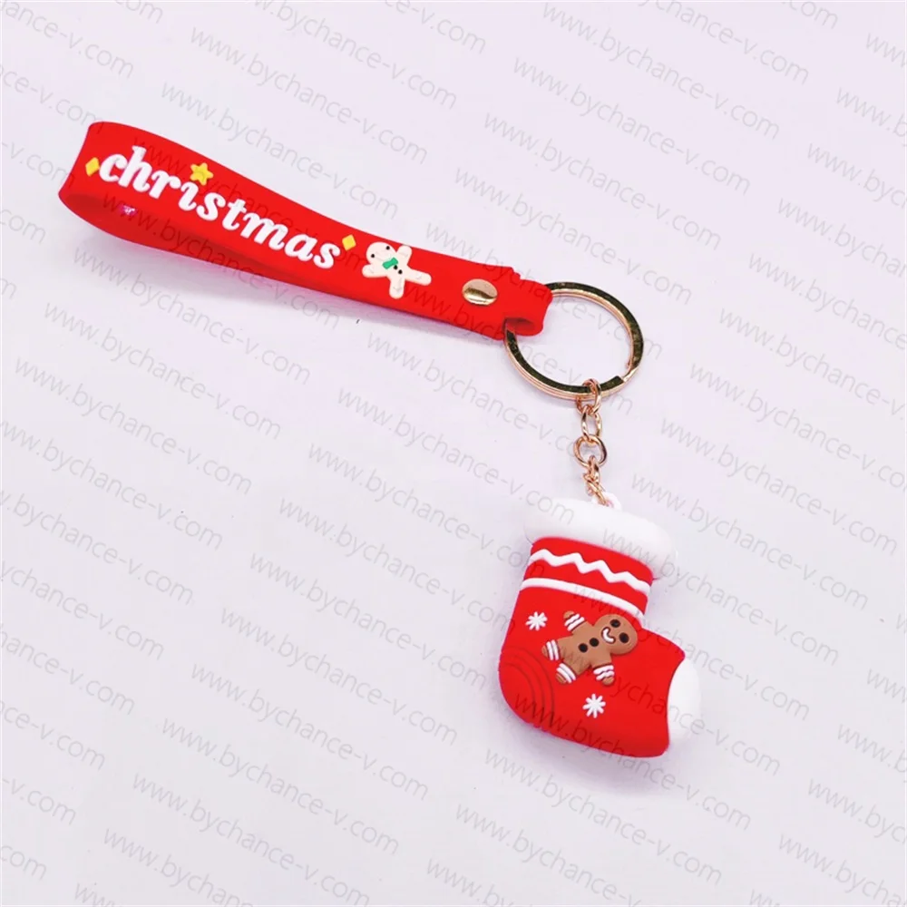 Christmas free gift under 1 dollar party event giveaways Santa Claus plastic cartoon figure keychain for goody bag filler